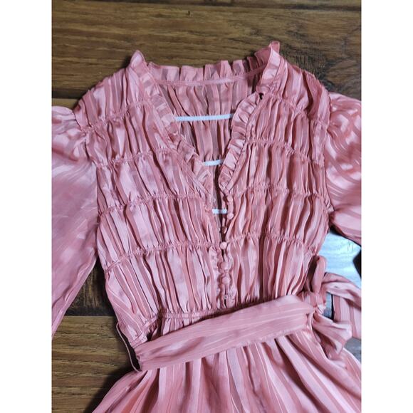 Romper Women  Coral, Long Sleeve Wide Leg Boho Preppy size M - Picture 3 of 5